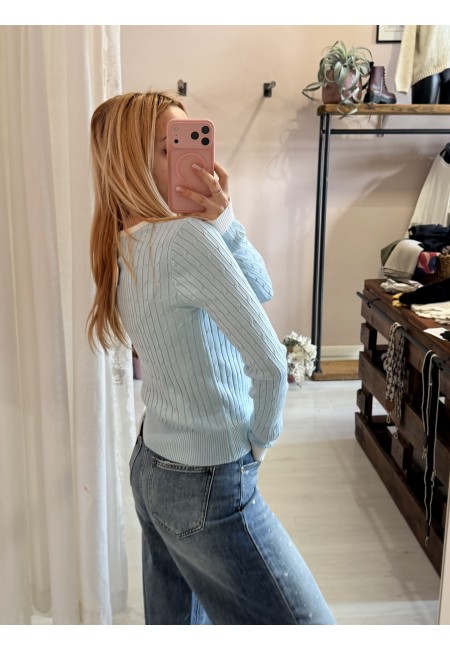 Maglioncino CUORICINO a trecce celeste