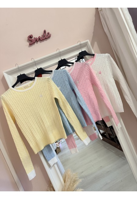 Maglioncino CUORICINO a trecce celeste