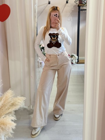 Pantaloni velluto a costine beige