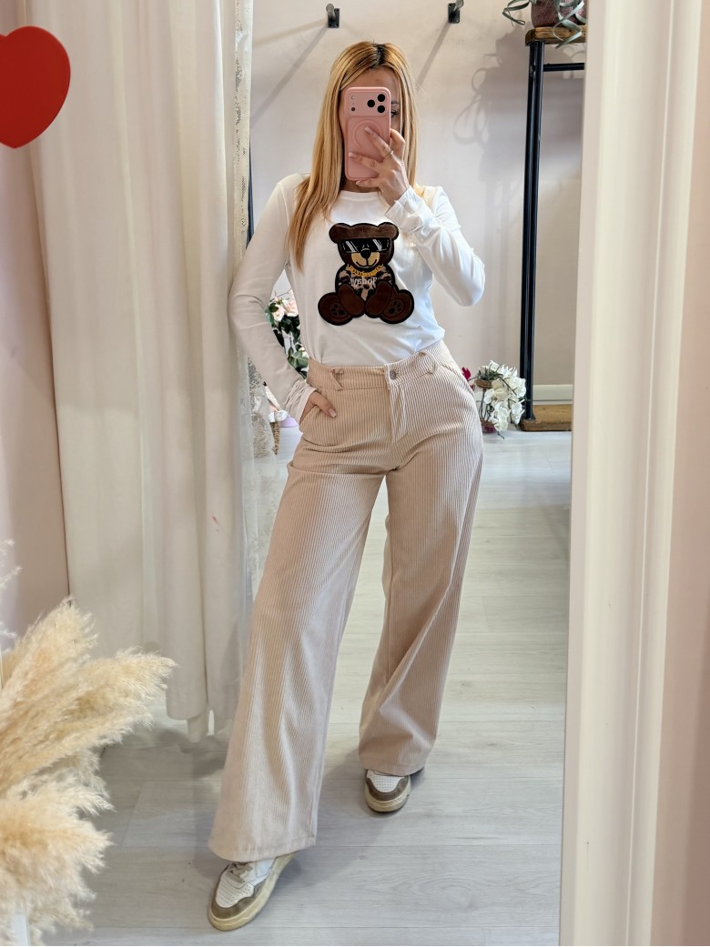 Pantaloni velluto a costine beige