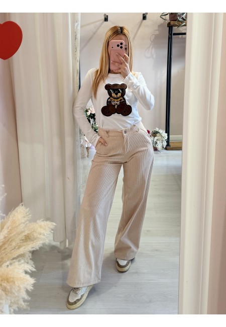 Pantaloni velluto a costine beige