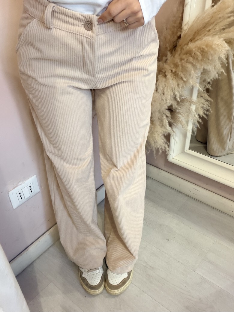Pantaloni velluto a costine beige