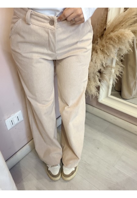 Pantaloni velluto a costine beige