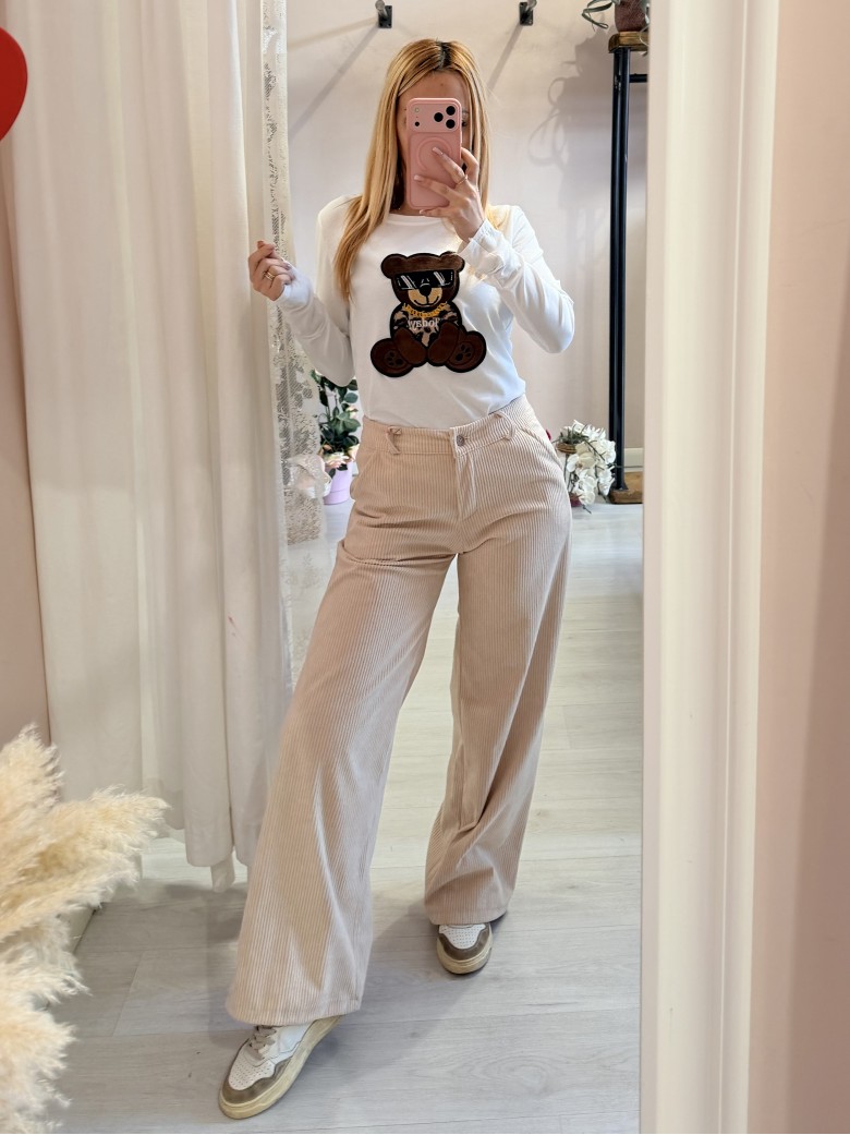 Pantaloni velluto a costine beige