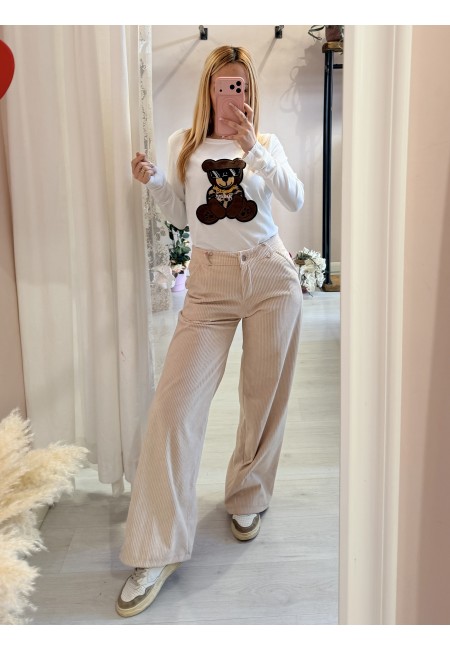 Pantaloni velluto a costine beige