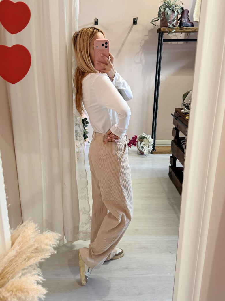 Pantaloni velluto a costine beige