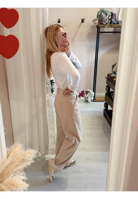 Pantaloni velluto a costine beige