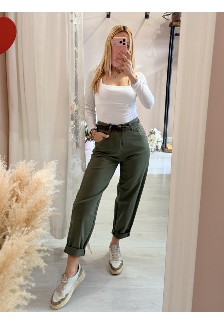 Pantaloni morbidi verdi militare