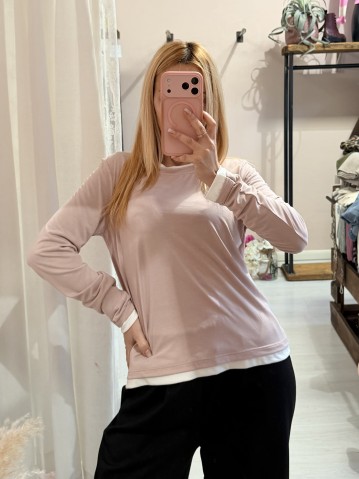 Maglia effetto doppio rosa