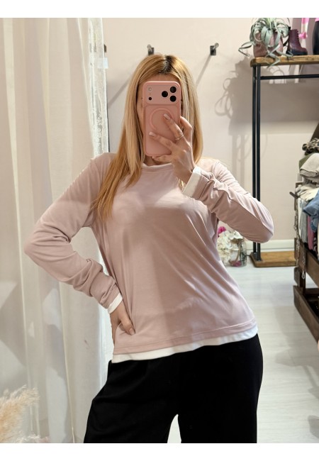 Maglia effetto doppio rosa