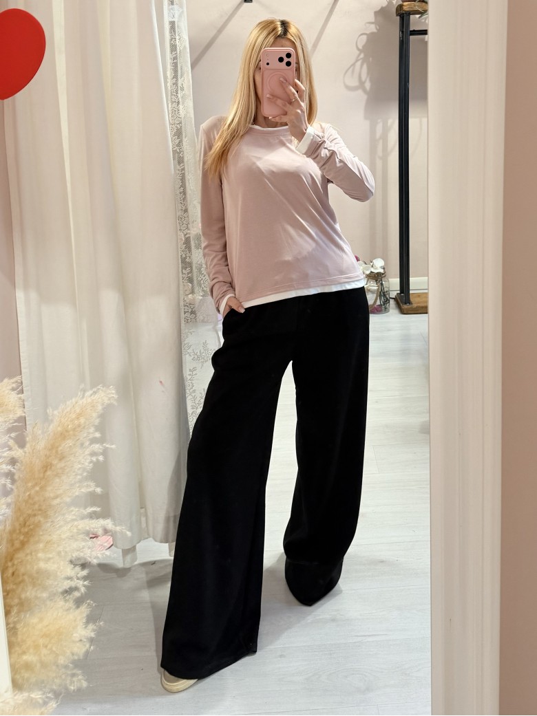 Maglia effetto doppio rosa