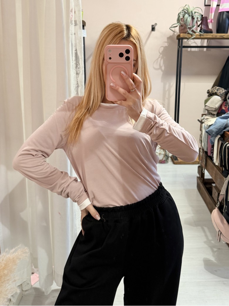 Maglia effetto doppio rosa