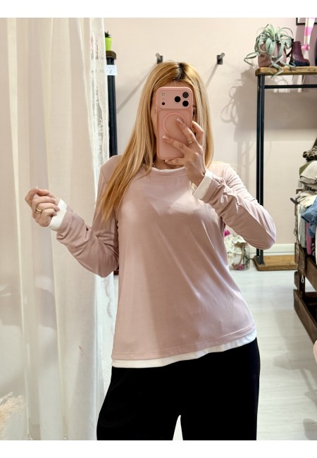 Maglia effetto doppio rosa