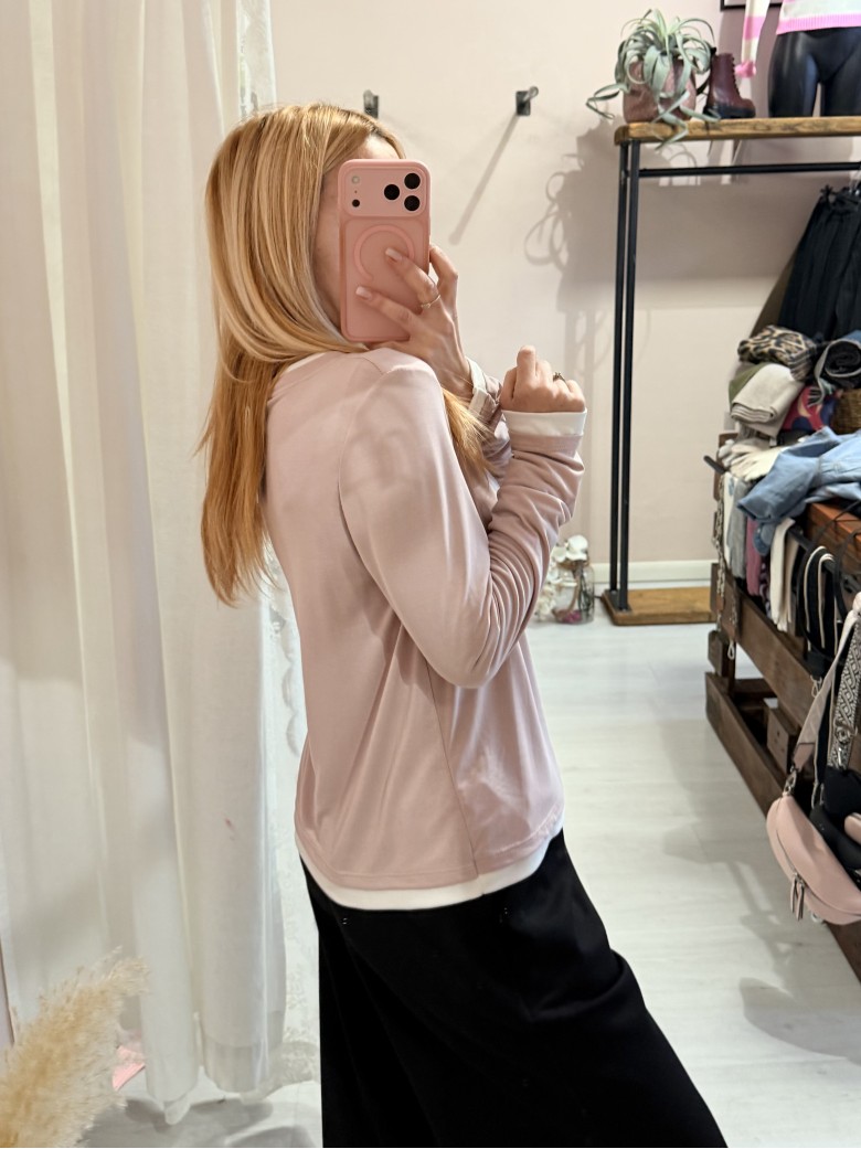 Maglia effetto doppio rosa