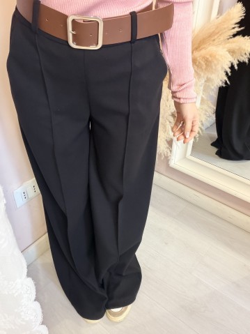 Pantaloni GAIA larghi in panno neri