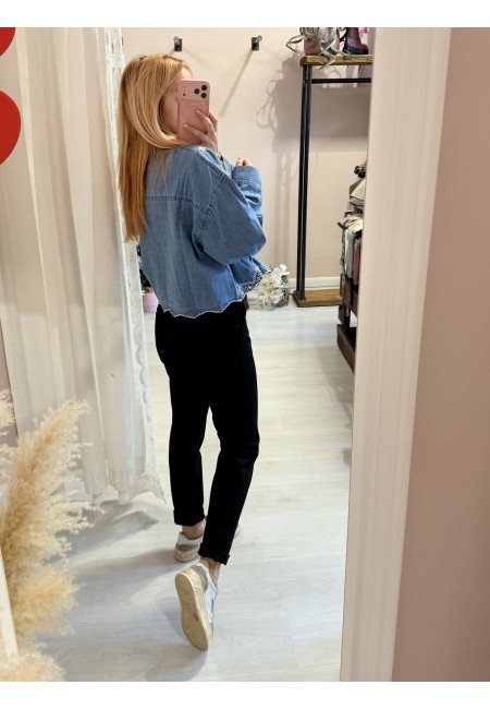 Camicia di jeans fiorellini ricamata