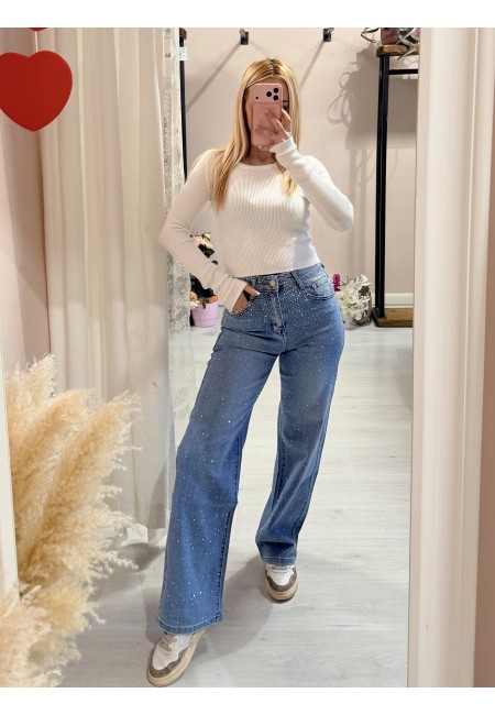 Jeans larghi cascata di STRASS