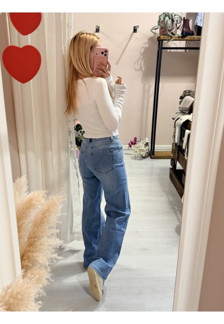 Jeans larghi cascata di STRASS