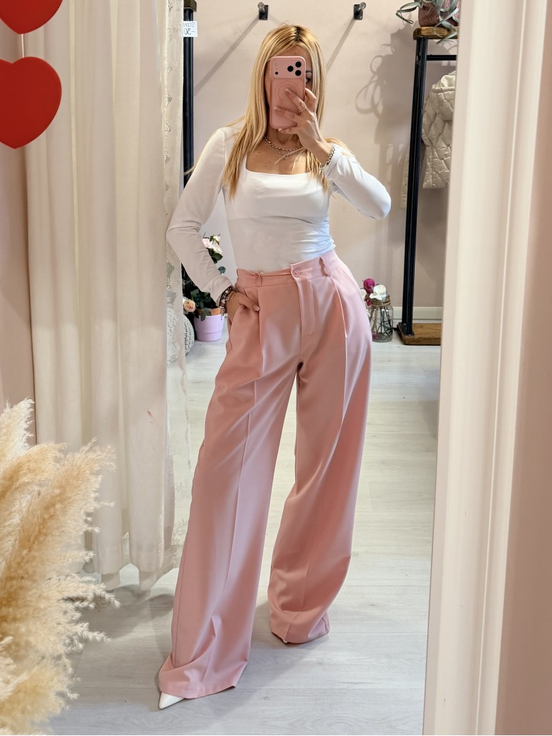 Pantaloni sartoriali larghi rosa