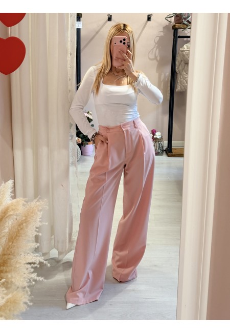 Pantaloni sartoriali larghi rosa