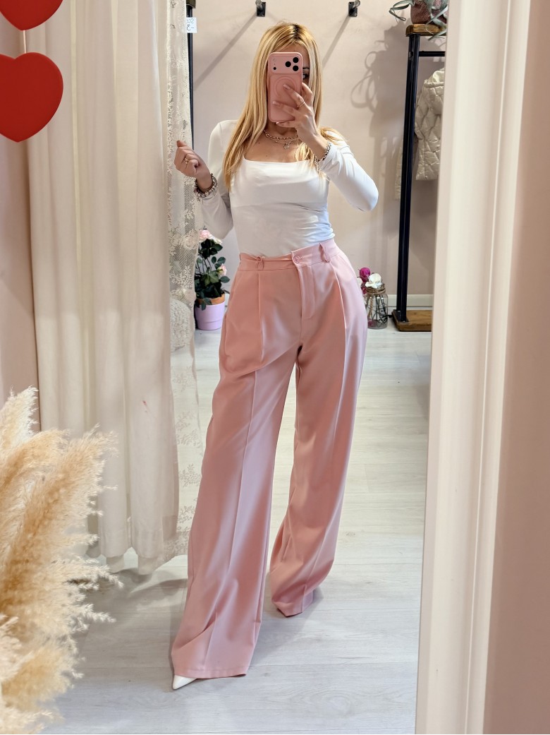 Pantaloni sartoriali larghi rosa