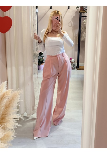 Pantaloni sartoriali larghi rosa
