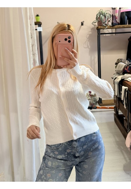 Maglioncino cardigan treccioline BIANCO
