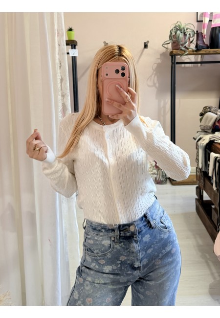 Maglioncino cardigan treccioline BIANCO