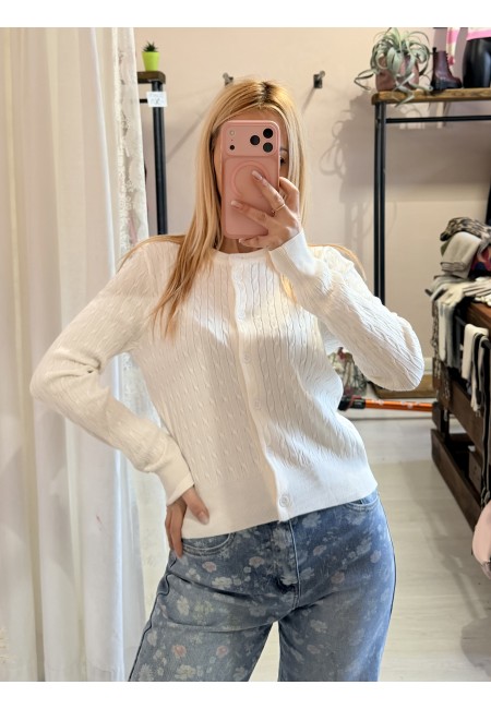 Maglioncino cardigan treccioline BIANCO