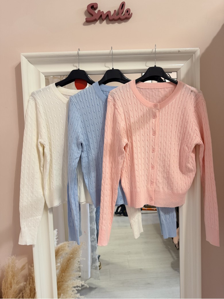 Maglioncino cardigan treccioline BIANCO