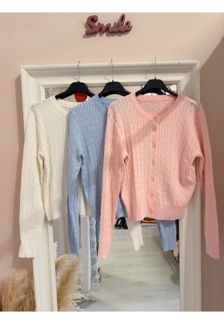 Maglioncino cardigan treccioline BIANCO