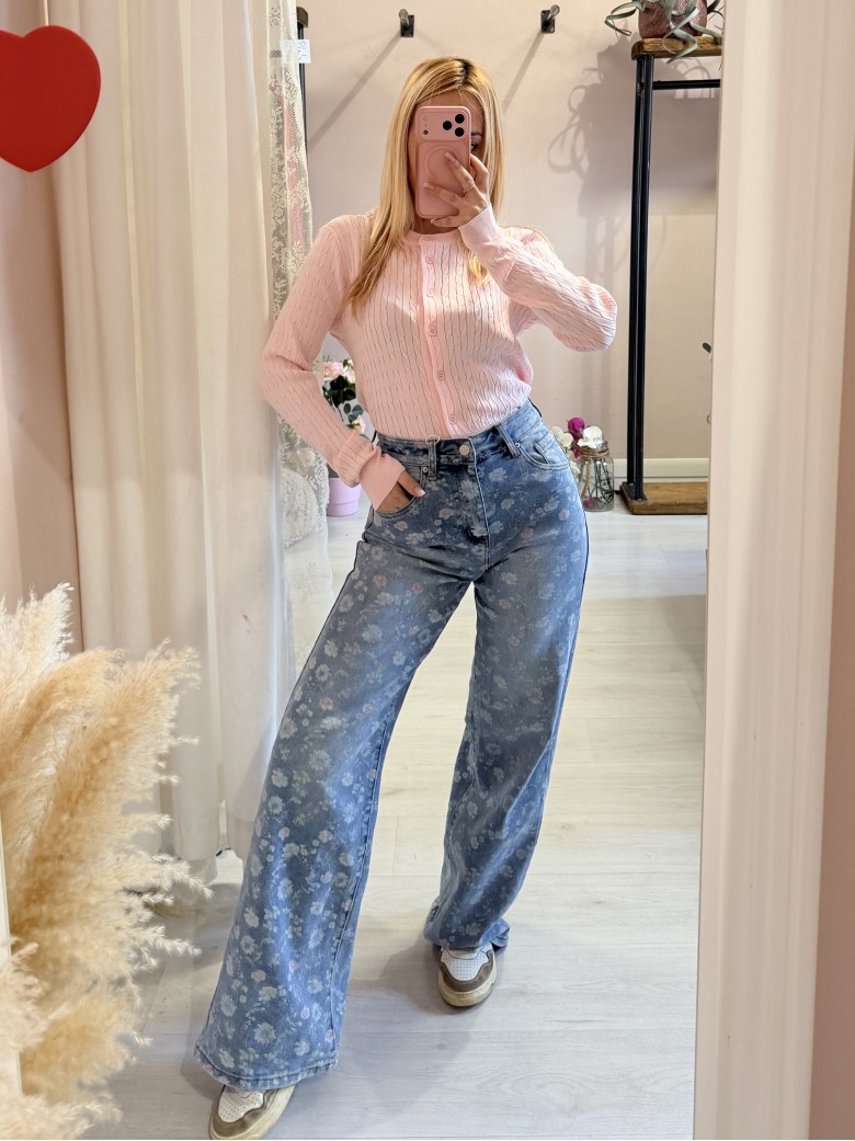 Jeans FIORELLINI larghi