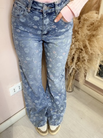 Jeans FIORELLINI larghi