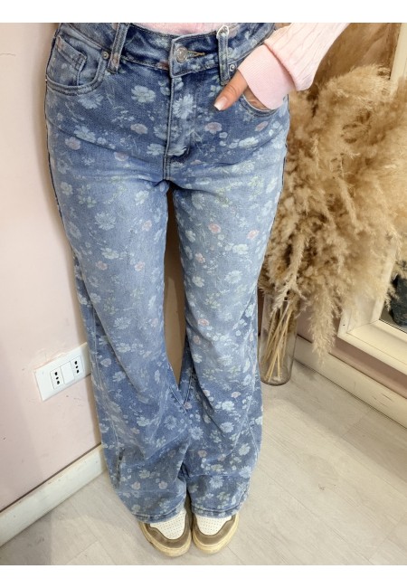 Jeans FIORELLINI larghi