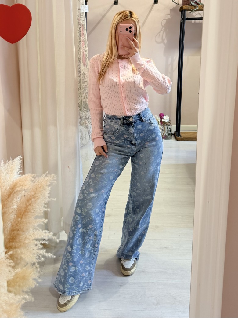 Jeans FIORELLINI larghi