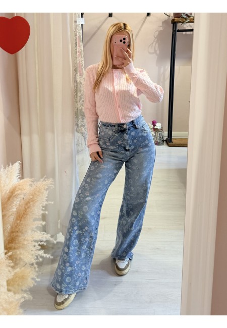 Jeans FIORELLINI larghi