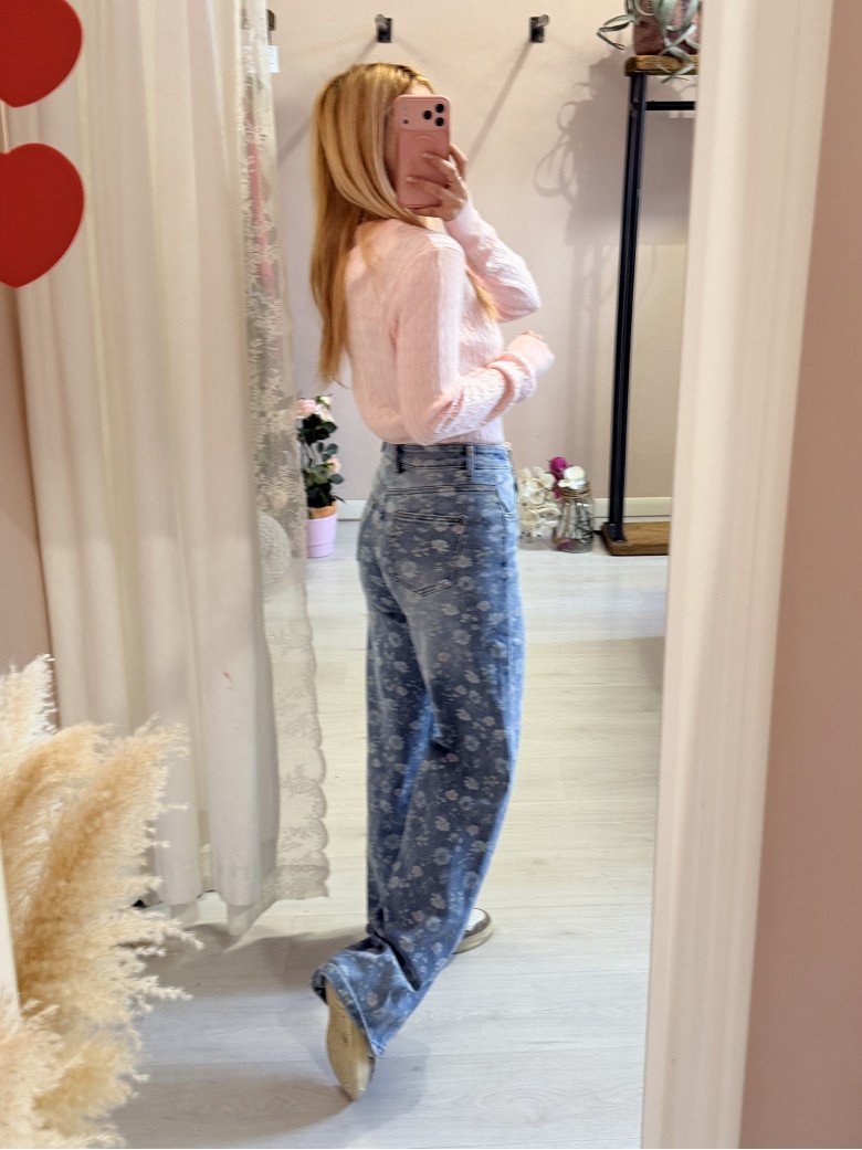 Jeans FIORELLINI larghi