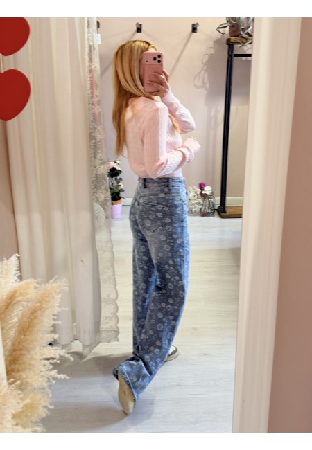 Jeans FIORELLINI larghi