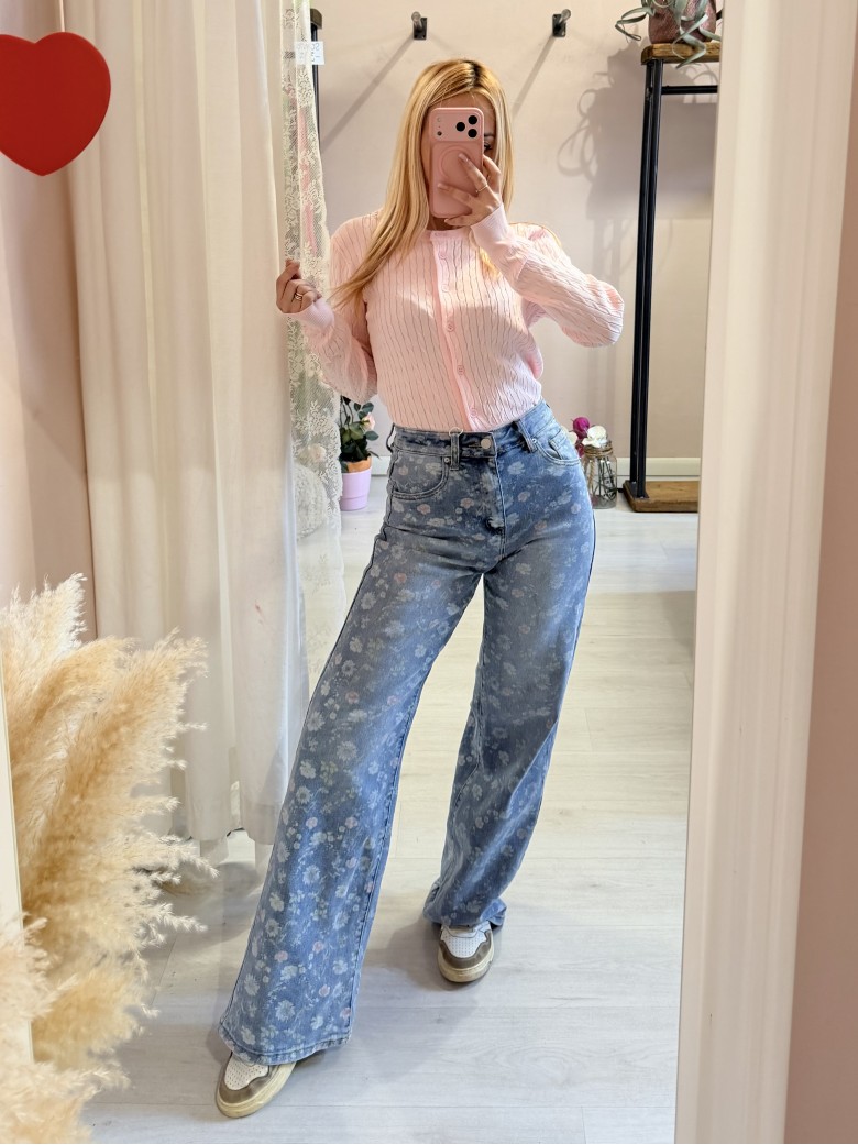 Jeans FIORELLINI larghi