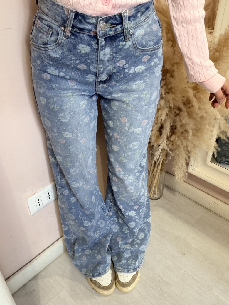Jeans FIORELLINI larghi