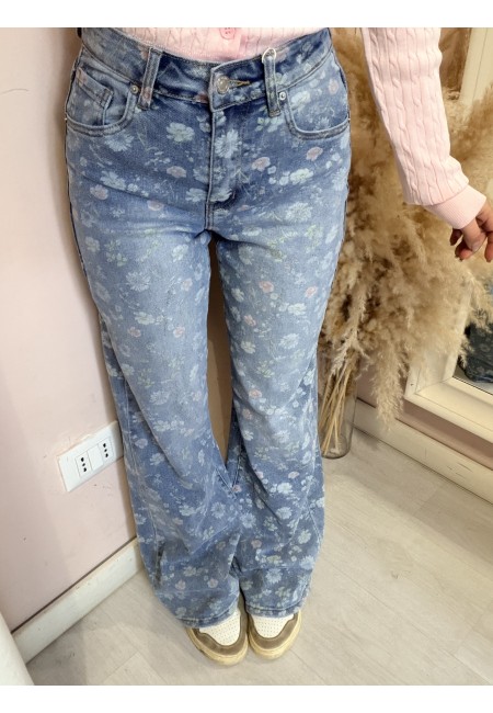 Jeans FIORELLINI larghi