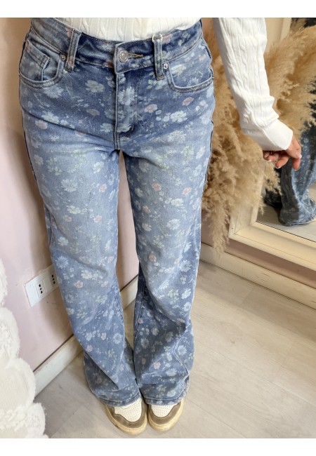 Jeans FIORELLINI larghi
