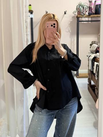 Camicia morbida nera in cotone