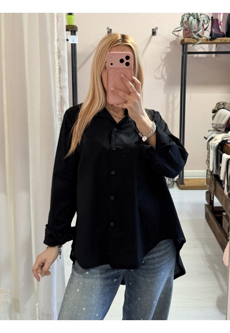 Camicia morbida nera in cotone
