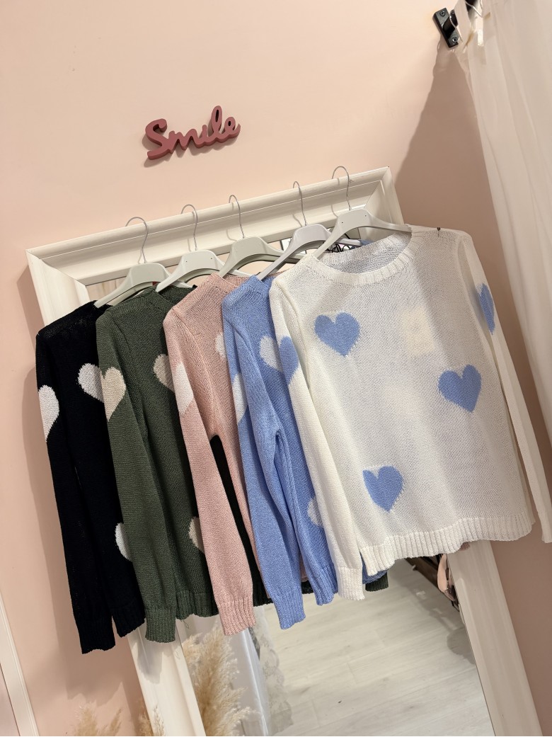 Maglioncino morbido CUORI celeste