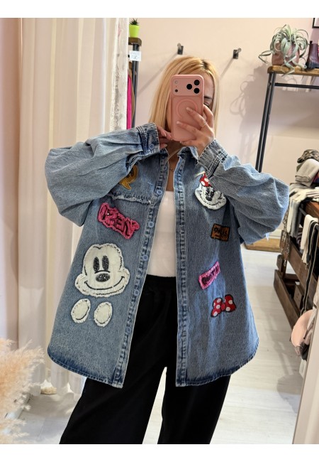 Giacca di jeans con topolino e minnie
