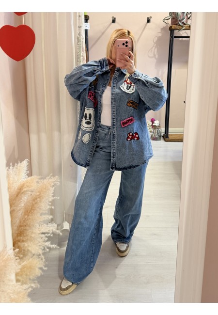 Giacca di jeans con topolino e minnie