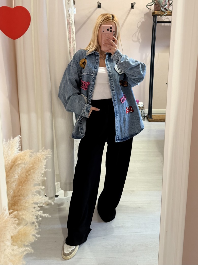 Giacca di jeans con topolino e minnie