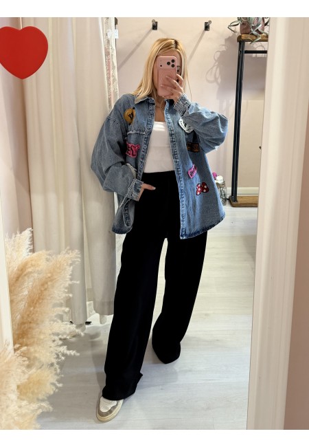 Giacca di jeans con topolino e minnie