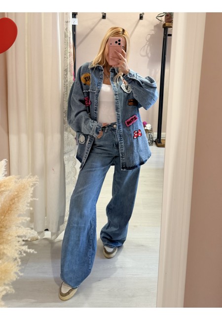 Giacca di jeans con topolino e minnie